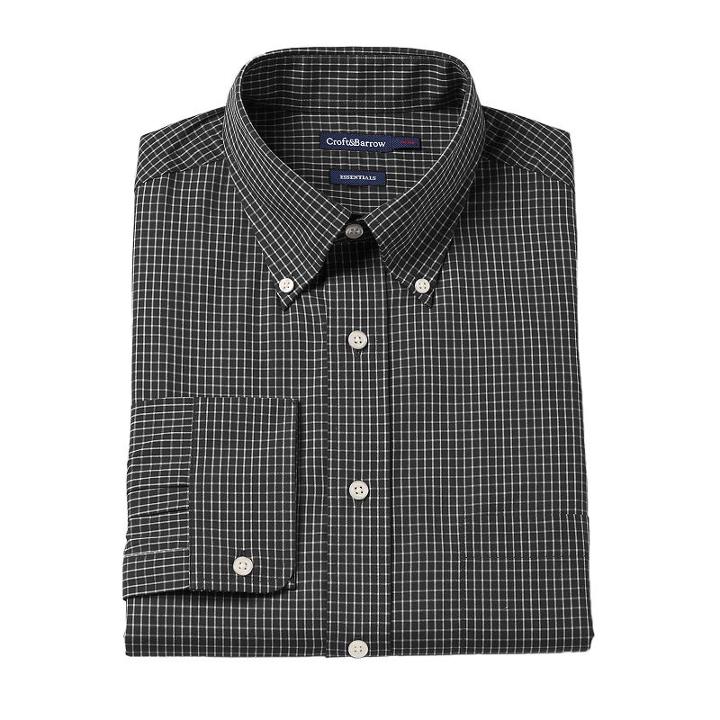 Men's Croft & Barrow&reg; Slim-fit Button-down Collar Dress Shirt - Men, Size: 16-32/33, Black