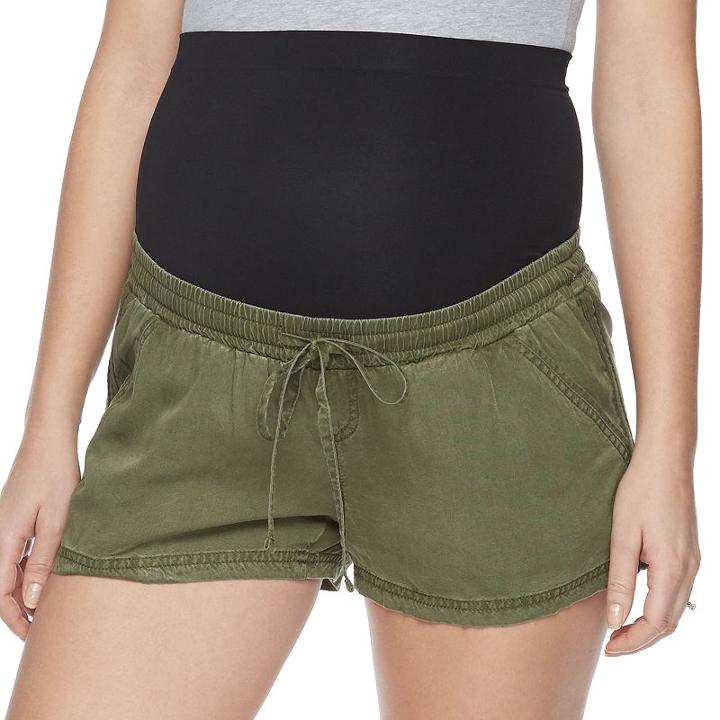 Maternity A:glow Belly Panel Soft Shorts, Women's, Size: M-mat, Dark Green