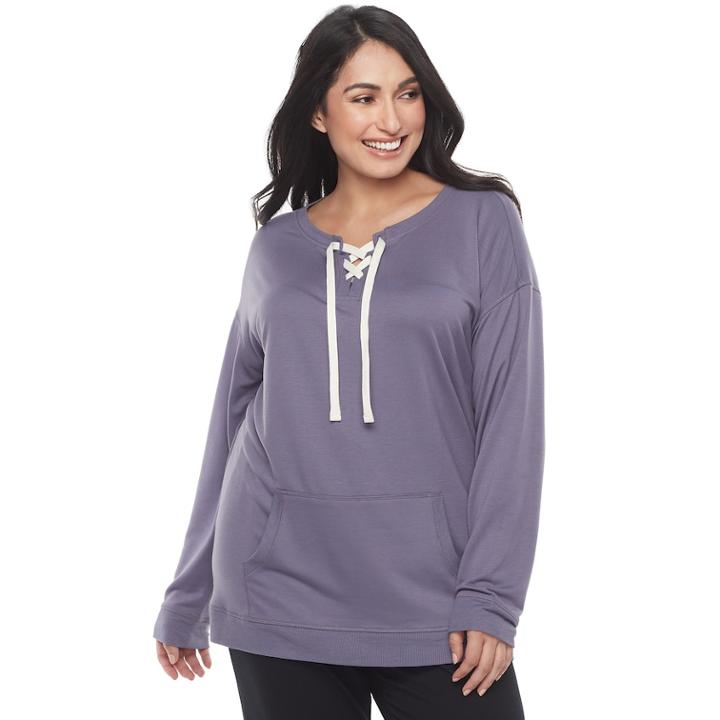 Plus Size Sonoma Goods For Life™ Lace-up Sleep Sweatshirt, Women's, Size: 3xl, Med Purple