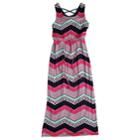 Plus Size Girls 7-16 Three Pink Hearts Chevron Crisscross Maxi Dress, Size: 14 1/2, Natural