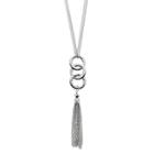 Hammered Circle Link Tassel Pendant Necklace, Women's, Silver