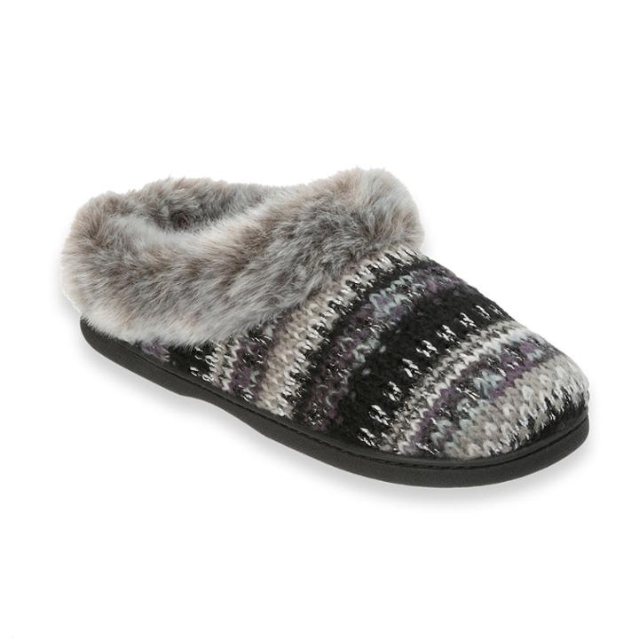 Women's Dearfoams Lurex Knit Clog Slippers, Size: Small, Black