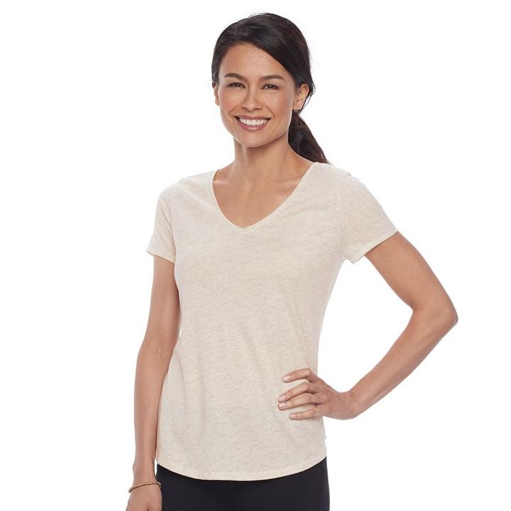 Petite Sonoma Goods For Life&trade; Essential Print V-neck Tee, Women's, Size: L Petite, Lt Beige