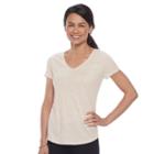 Petite Sonoma Goods For Life&trade; Essential Print V-neck Tee, Women's, Size: L Petite, Lt Beige