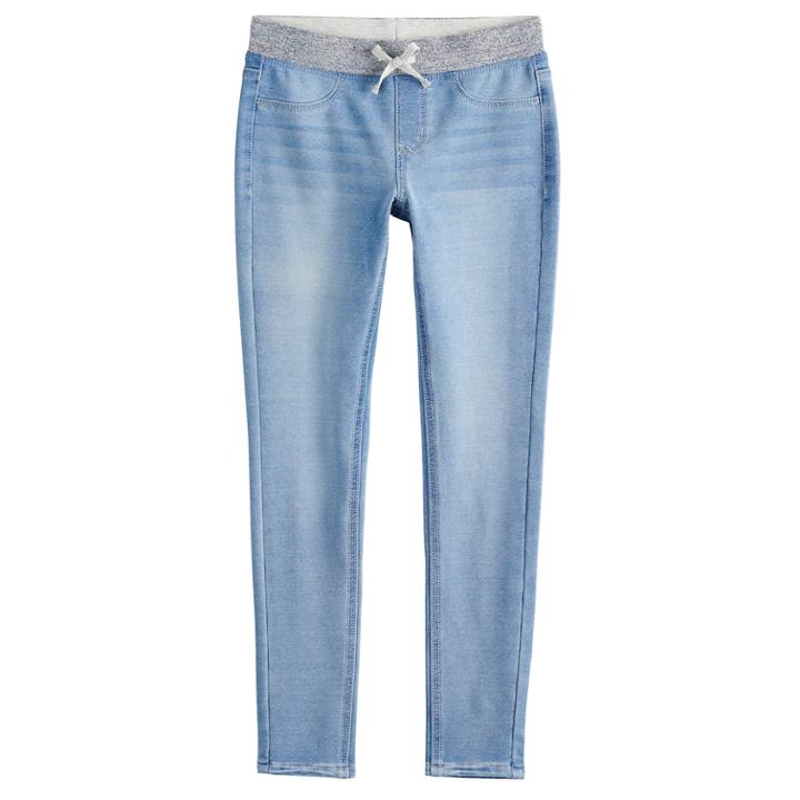 Girls 7-16 & Plus Size So&reg; Ribbed Waist Jeggings, Size: 14, Light Blue