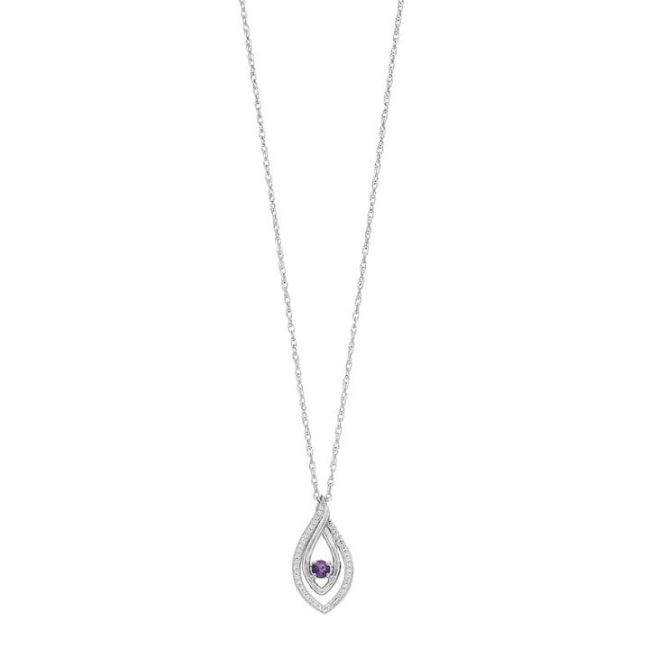Sterling Silver Amethyst & Lab-created White Sapphire Marquise Pendant, Women's, Size: 18, Purple