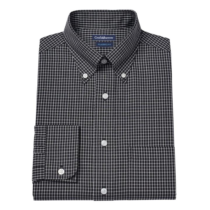 Big & Tall Croft & Barrow&reg; Easy-care Dress Shirt, Men's, Size: 18 36/7t, Black