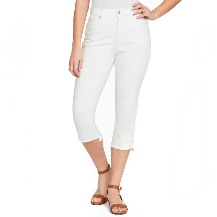 Women's Gloria Vanderbilt Amanda Step Hem Capri Jeans, Size: 16, White