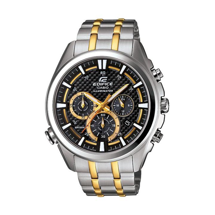 Casio Men's Edifice Neon Illuminator Two Tone Stainless Steel Chronograph Watch - Efr537sg-1av, Multicolor