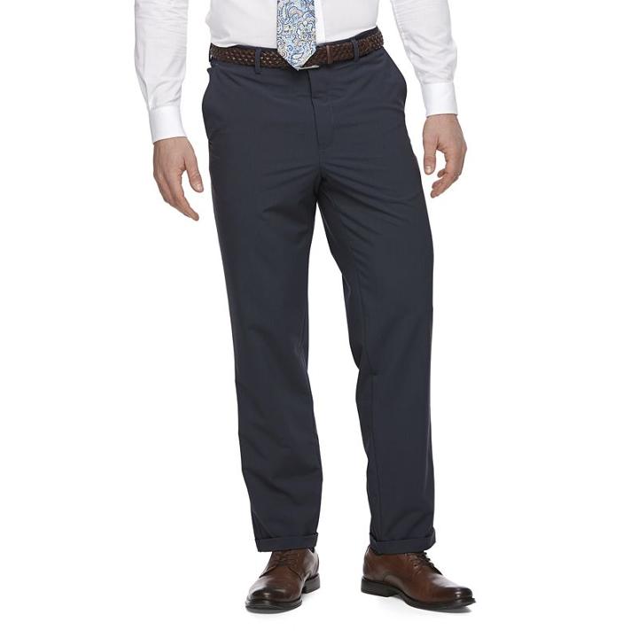 Men's Croft & Barrow&reg; True Comfort 4-way Stretch Classic-fit Flat-front Dress Pants, Size: 33x32, Blue (navy)