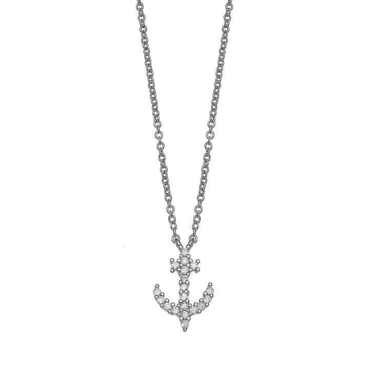 Primrose Sterling Silver Cubic Zirconia Anchor Pendant Necklace, Women's, Size: 18, White