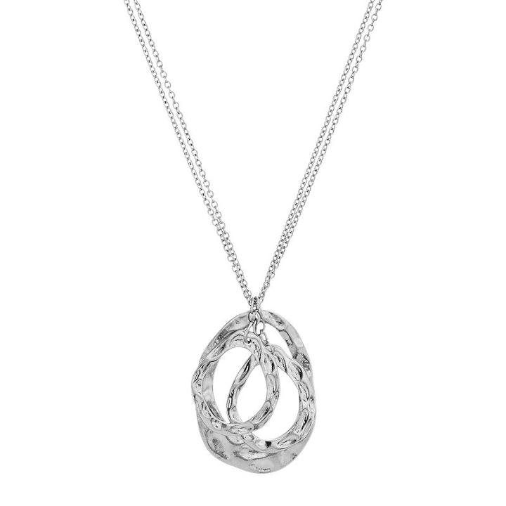 Apt. 9&reg; Long Double Strand Tiered Hammered Pendant Necklace, Women's, Silver