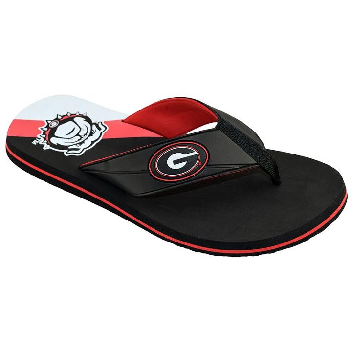 Men's College Edition Georgia Bulldogs Flip-flops, Size: Xl, Black
