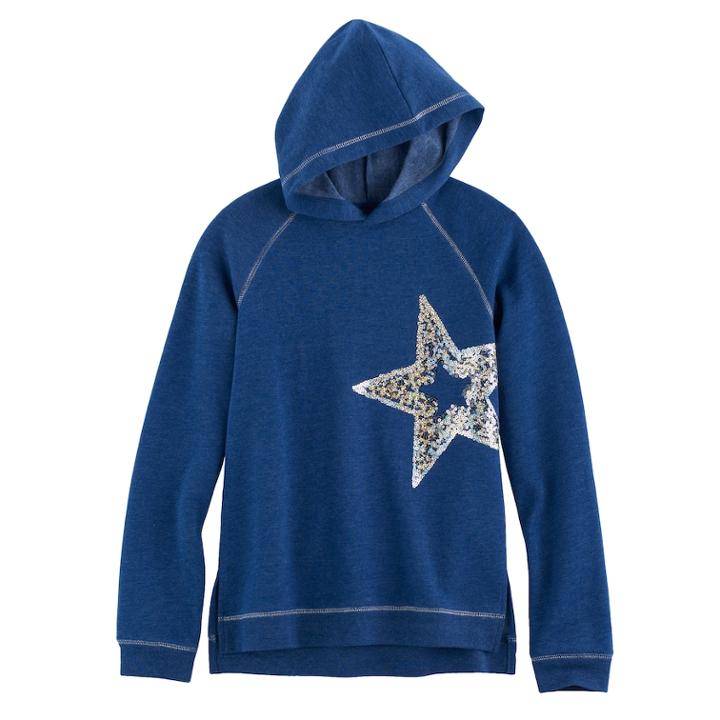 Girls 7-16 & Plus Size So&reg; Sequin Fleece Sweatshirt, Size: 14, Green