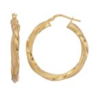 Primavera 24k Gold Over Silver Textured Twisted Hoop Earrings, Women's