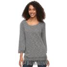 Women's Sonoma Goods For Life&trade; Eyelet Fringe Sweater, Size: Medium, Dark Grey