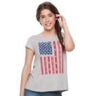 Juniors' Cloud Chaser American Flag Swing Tee, Girl's, Size: Small, Med Grey