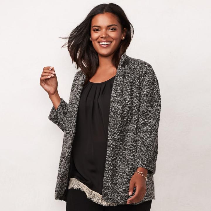 Plus Size Lc Lauren Conrad Knit Blazer, Women's, Size: 3xl, Brt Green