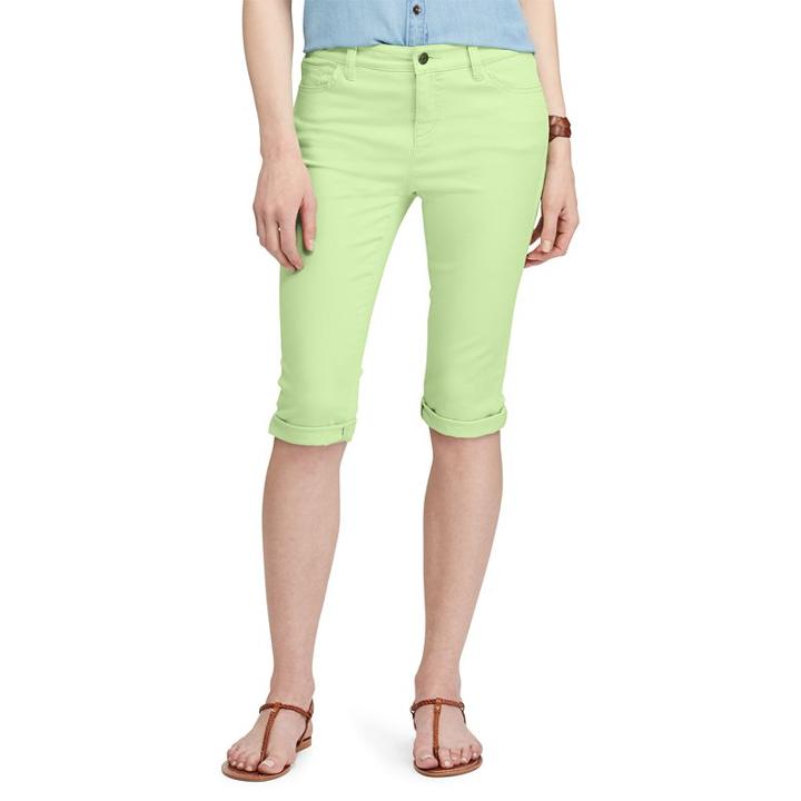Women's Chaps Cuffed Twill Capris, Size: 2, Green