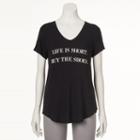 Women's Apt. 9&reg; V-neck Graphic Tee, Size: Medium, Black