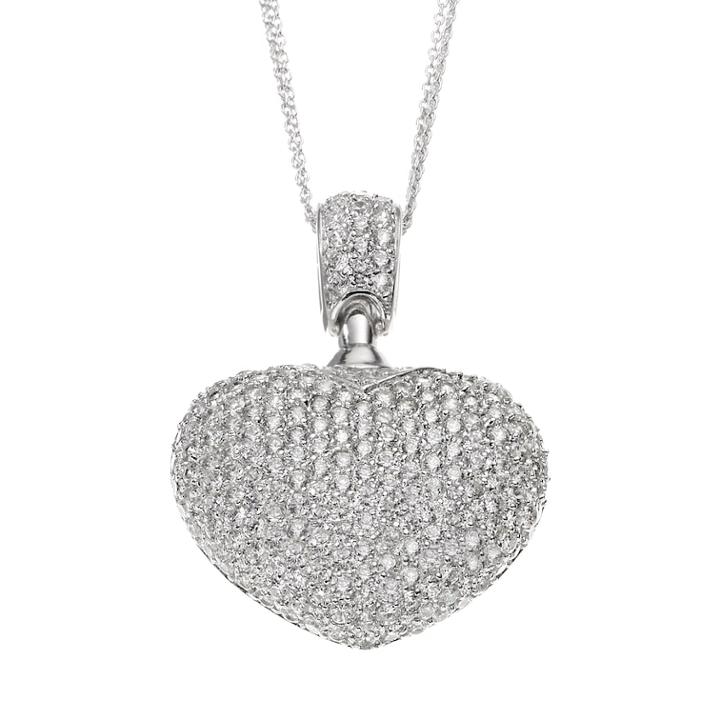 Sophie Miller Cubic Zirconia Sterling Silver Openwork Heart Pendant Necklace, Women's, Size: 18, White