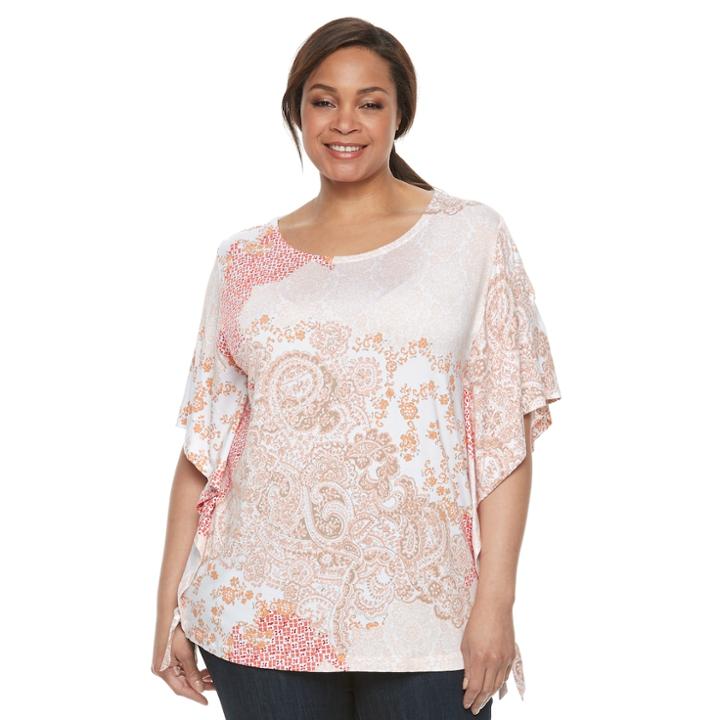 Plus Size Croft & Barrow&reg; Printed Flutter Top, Women's, Size: 1xl, Brt Red