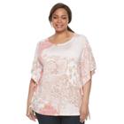 Plus Size Croft & Barrow&reg; Printed Flutter Top, Women's, Size: 1xl, Brt Red