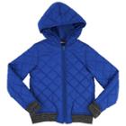 Girls 7-16 & Plus Size French Toast Quilted Hooded Bomber Jacket, Girl's, Size: 14-16, Dark Blue