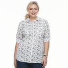 Plus Size Croft & Barrow&reg; Roll-tab Woven Shirt, Women's, Size: 2xl, Med Blue