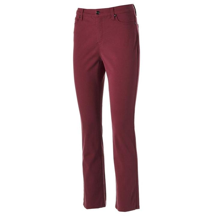 Women's Dana Buchman Twill Straight-leg Pants, Size: 8, Dark Red