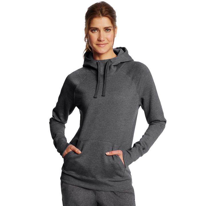 Women's Champion Raglan Fleece Pullover Hoodie, Size: Large, Grey