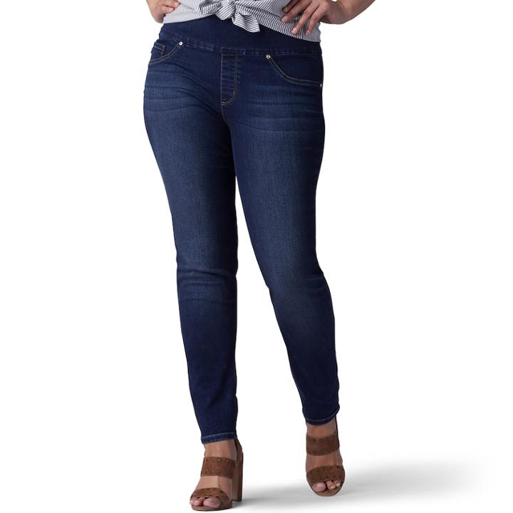 Plus Size Lee Sculpting Pull-on Mid-rise Skinny Jeans, Women's, Size: 18 - Regular, Dark Blue