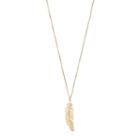 Lc Lauren Conrad Gold Tone Feather Pendant Long Necklace, Women's