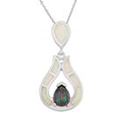 Lab-created Opal & Cubic Zirconia Sterling Silver Teardrop Pendant Necklace, Women's, Size: 18, Multicolor