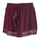 Juniors' Mudd&reg; Crochet-hem Soft Shorts, Girl's, Size: Xl, Red