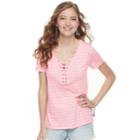 Juniors' So&reg; Striped Lace-up Tee, Teens, Size: Xs, Light Pink