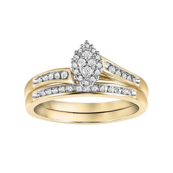 Cherish Always Diamond Bypass Engagement Ring Set In 10k Gold (1/5 Carat T.w.), Women's, Size: 7, White