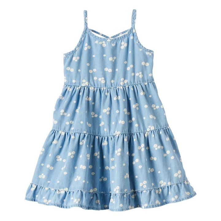 Jumping Beans, Girls 4-10 &reg; Tiered Chambray Dress, Girl's, Size: 6, Med Blue