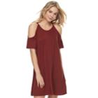Juniors' Love, Fire Cold-shoulder T-shirt Dress, Teens, Size: Large, Dark Red