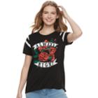 Juniors' Always Right Roses Varsity Tee, Teens, Size: Xs, Grey (charcoal)