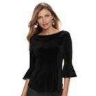 Women's Apt. 9&reg; Bell Sleeve Top, Size: Medium, Black