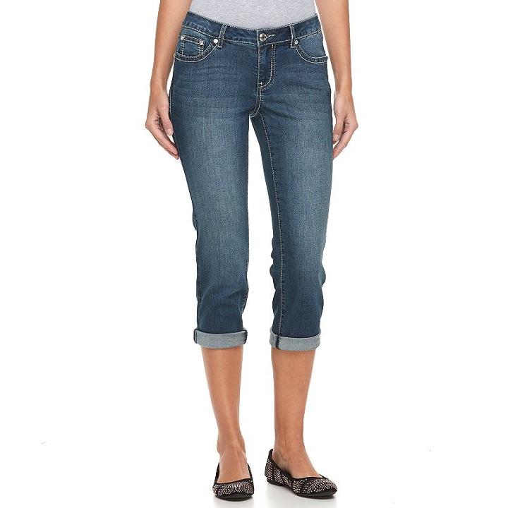 Women's Apt. 9&reg; Embellished Capri Jeans, Size: 4, Med Blue
