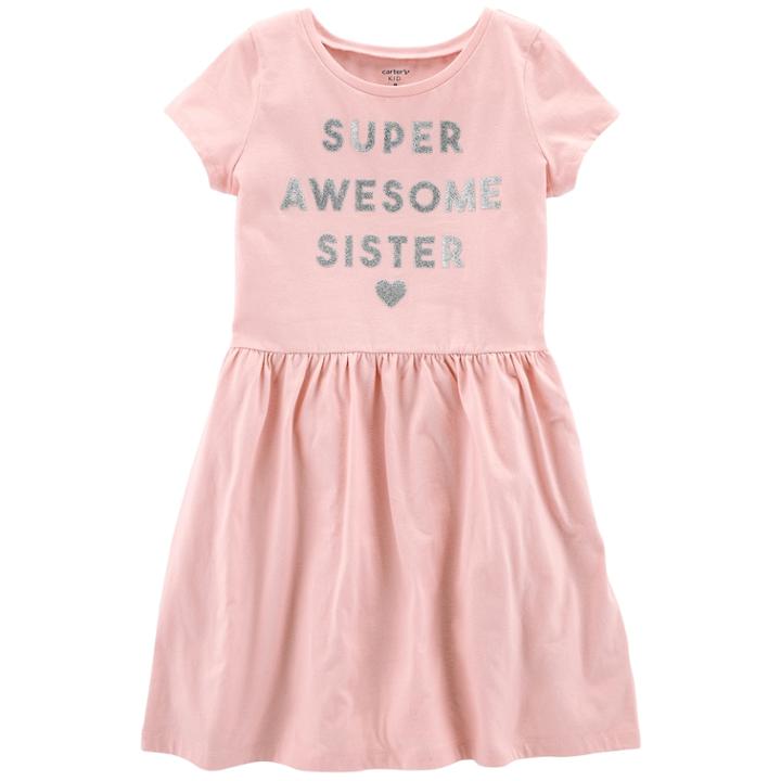 Girls 4-12 Carter's Super Awesome Sister Dress, Size: 7, Print
