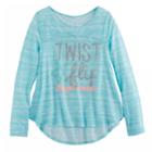 Girls 7-16 & Plus Size So&reg; Open Ruched Tie-back Graphic Yoga Tee, Size: 12 1/2, Turquoise/blue (turq/aqua)