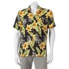 Men's Caribbean Joe Casual Tropical Button-down Shirt, Size: Xl, Black