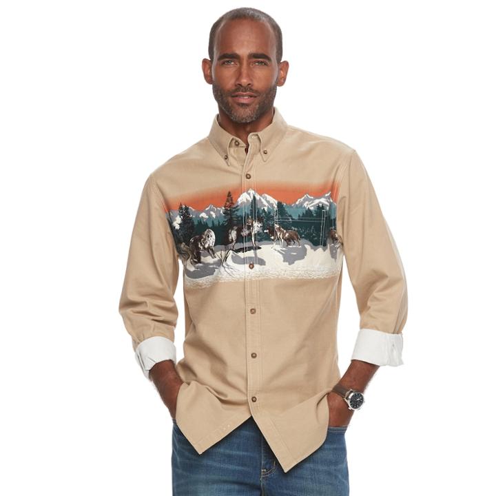 Men's Croft & Barrow&reg; Classic-fit Twill Outdoor Button-down Shirt, Size: Medium, Med Beige