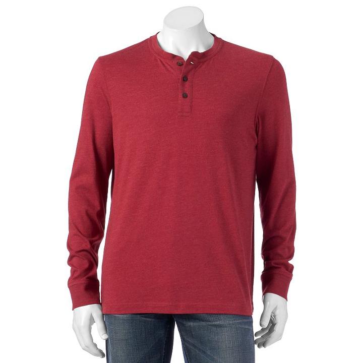 Men's Croft & Barrow&reg; Classic-fit Easy-care Henley, Size: Large, Dark Red
