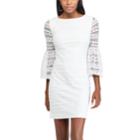 Petite Chaps Lace Bell-sleeve Shift Dress, Women's, Size: 10 Petite, White