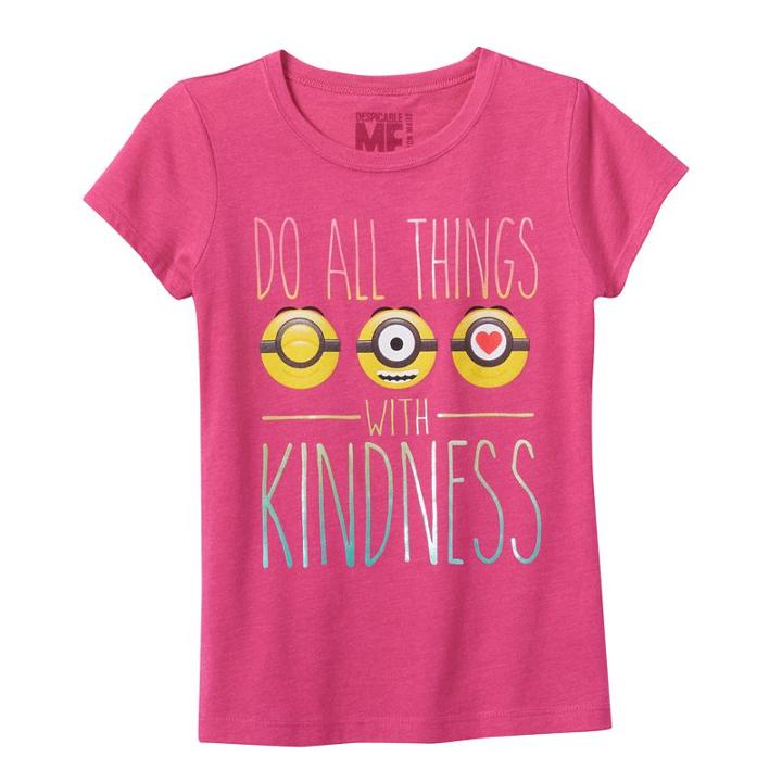 Girls 7-16 Despicable Me Minions Do All Things With Kindness Graphic Tee, Girl's, Size: Small, Brt Red