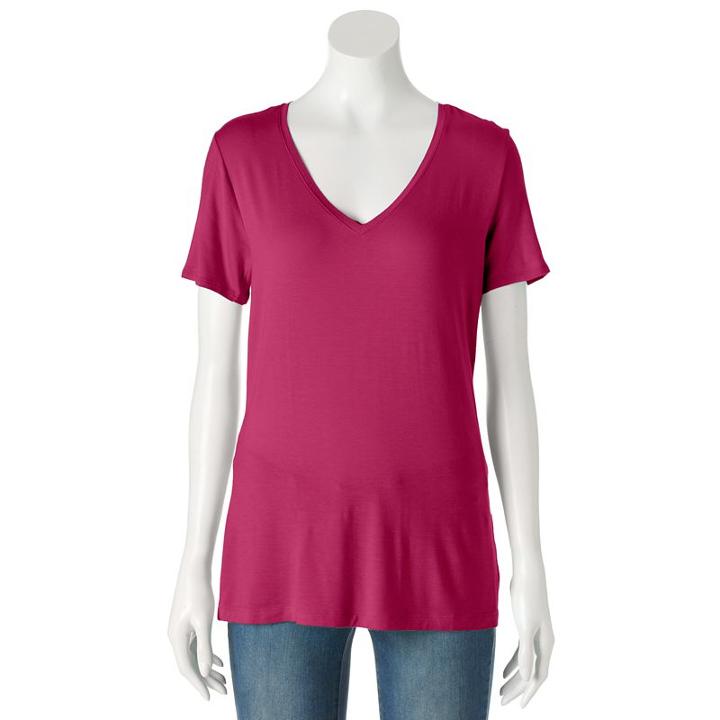 Women's Apt. 9&reg; Essential V-neck Tee, Size: Medium, Pink